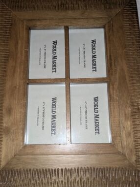 Cost Plus World Market Rustic Wood 4-Opening Photo Frame